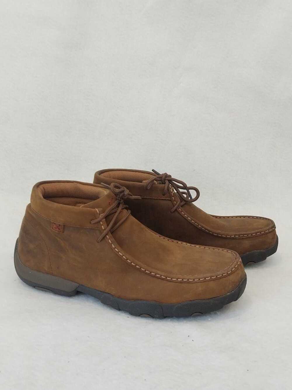 Twisted X Mens 10.5 Work Steel Toe Chukka Driving Mocs Oil Slip Resistant Brown,